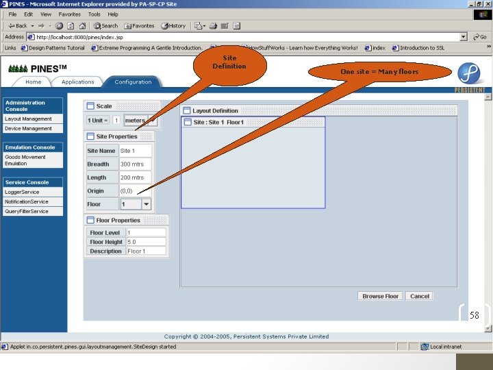 Site Definition One site = Many floors 58 