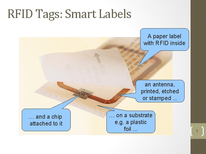 RFID Tags: Smart Labels A paper label with RFID inside an antenna, printed, etched