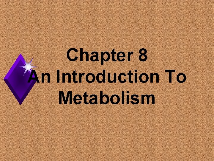 Chapter 8 An Introduction To Metabolism 