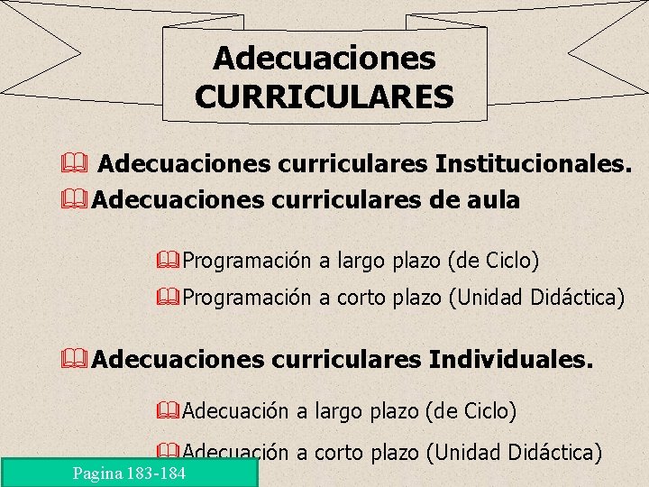 Adecuaciones CURRICULARES & Adecuaciones curriculares Institucionales. &Adecuaciones curriculares de aula &Programación a largo plazo