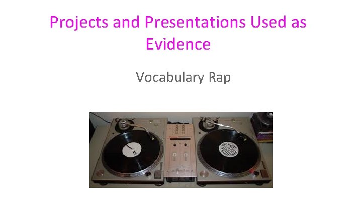 Projects and Presentations Used as Evidence Vocabulary Rap 