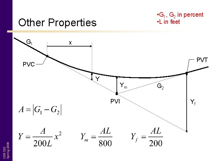  • G 1, G 2 in percent • L in feet Other Properties