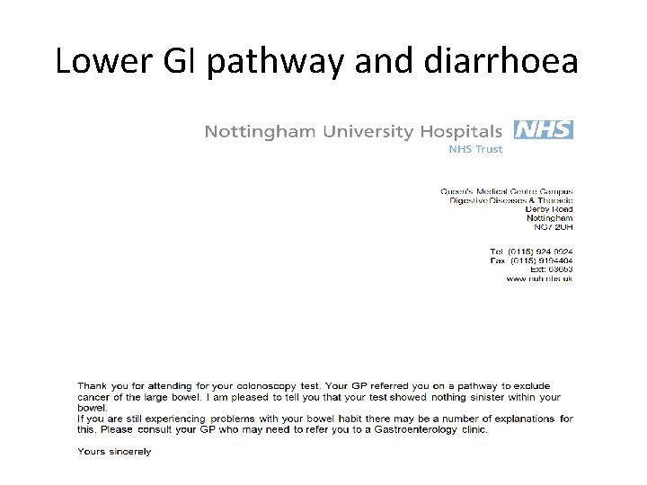 Lower GI pathway and diarrhoea Lower GI pathway and diarrhoea