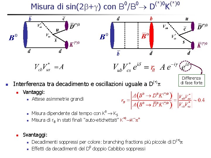 Misura di sin(2 b+g) con B 0/B 0 D(*)0 K(*)0 n Interferenza tra decadimento Misura di sin(2 b+g) con B 0/B 0 D(*)0 K(*)0 n Interferenza tra decadimento