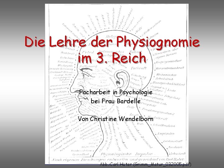 Die Lehre der Physiognomie im 3. Reich Facharbeit in Psychologie bei Frau Bardelle Von