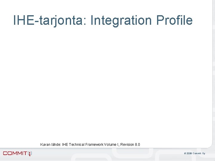 IHE-tarjonta: Integration Profile Kuvan lähde: IHE Technical Framework Volume I, Revision 8. 0 ©