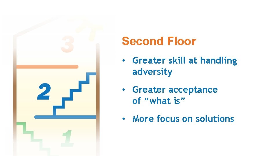 Second Floor • Greater skill at handling adversity • Greater acceptance of “what is”