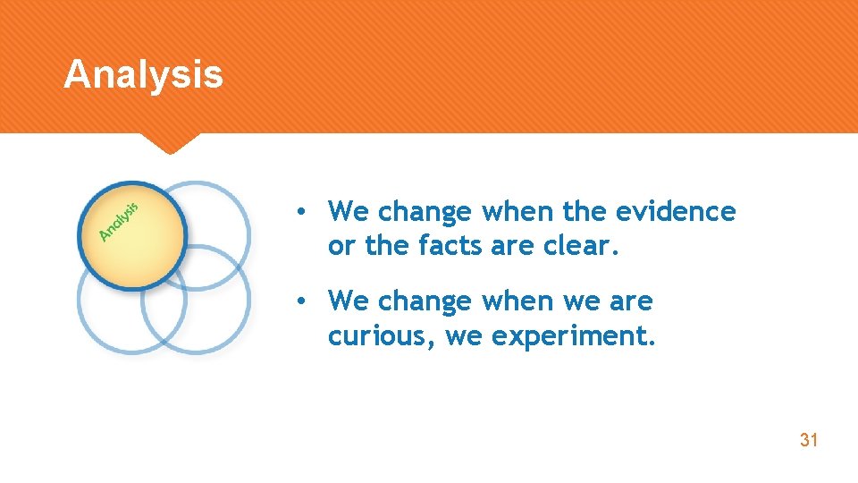 Analysis • We change when the evidence or the facts are clear. • We