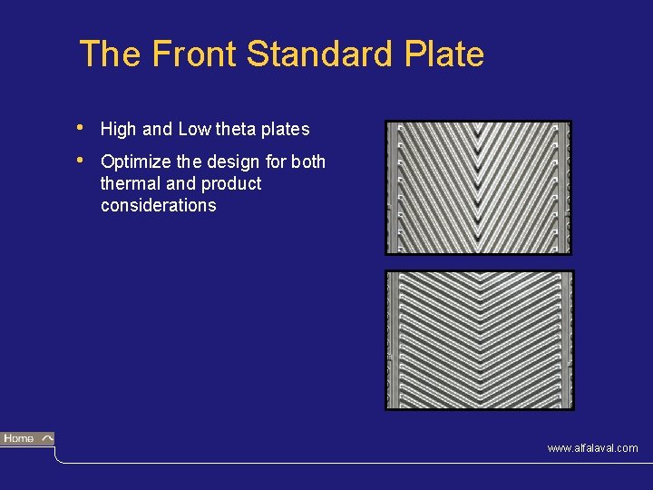 The Front Standard Plate • • High and Low theta plates Optimize the design