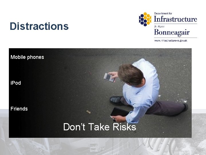 Distractions Mobile phones i. Pod Friends Don’t Take Risks 