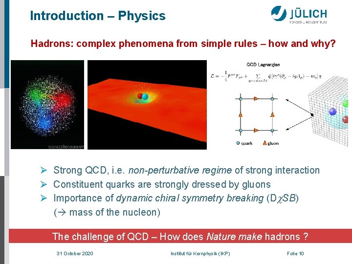 Introduction – Physics Hadrons: complex phenomena from simple rules – how and why? Ø