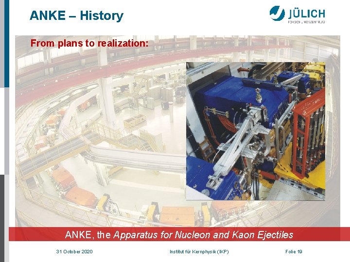 ANKE – History From plans to realization: ANKE, the Apparatus for Nucleon and Kaon