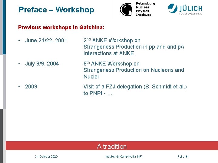 Preface – Workshop Previous workshops in Gatchina: • June 21/22, 2001 2 nd ANKE