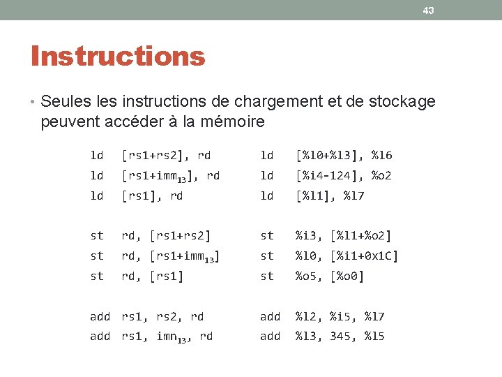 43 Instructions • Seules instructions de chargement et de stockage peuvent accéder à la 43 Instructions • Seules instructions de chargement et de stockage peuvent accéder à la