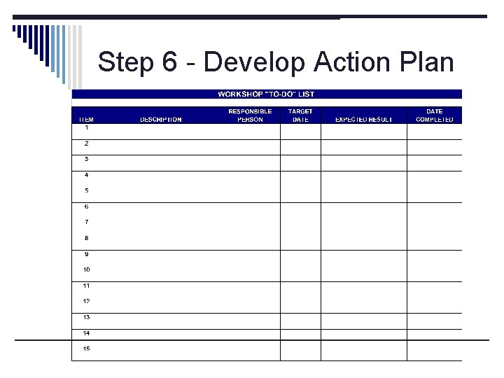 Step 6 - Develop Action Plan 