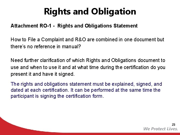 Rights and Obligation Attachment RO-1 - Rights and Obligations Statement How to File a