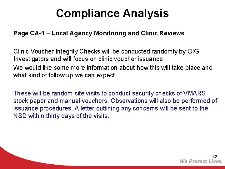 Compliance Analysis Page CA-1 – Local Agency Monitoring and Clinic Reviews Clinic Voucher Integrity