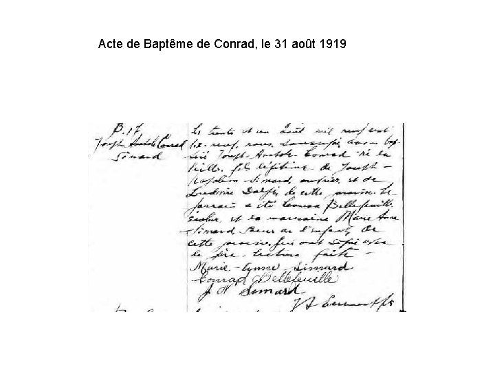  Acte de Baptême de Conrad, le 31 août 1919 