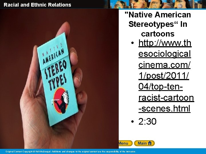 Racial and Ethnic Relations "Native American Stereotypes“ In cartoons • http: //www. th esociological