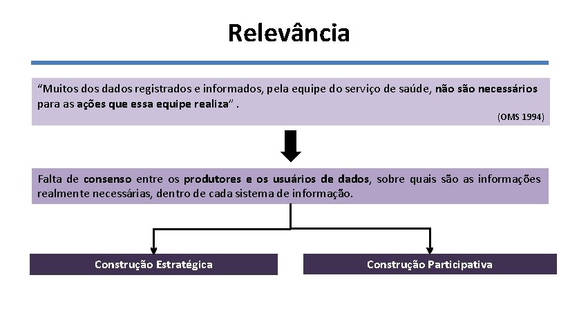 Relevância “Muitos dados registrados e informados, pela equipe do serviço de saúde, não são