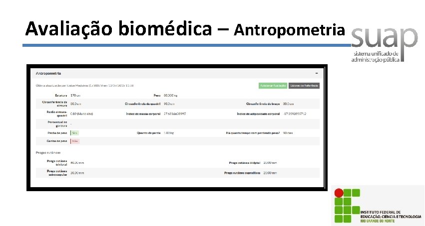 Avaliação biomédica – Antropometria 