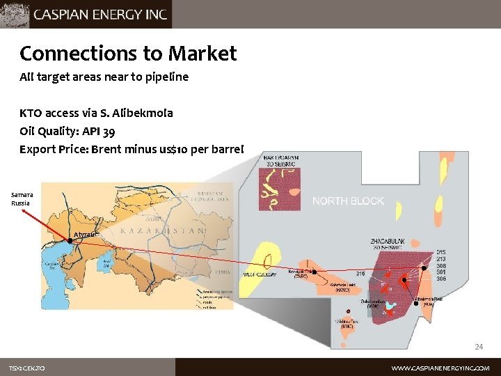 Connections to Market All target areas near to pipeline KTO access via S. Alibekmola