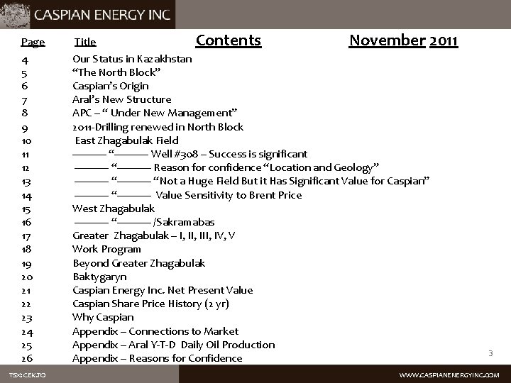 Contents November 2011 Page Title 4 5 6 7 8 9 10 11 12
