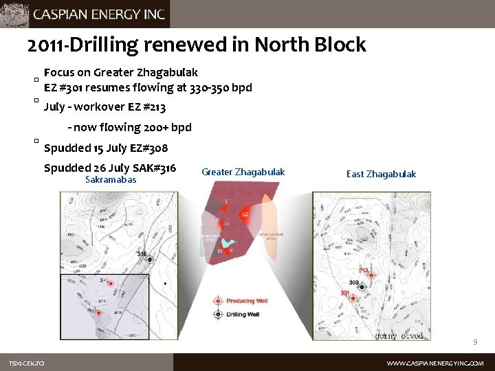 2011 -Drilling renewed in North Block � � Focus on Greater Zhagabulak EZ #301