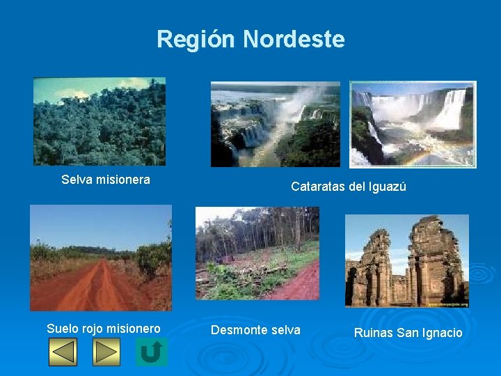 Región Nordeste Selva misionera Suelo rojo misionero Cataratas del Iguazú Desmonte selva Ruinas San