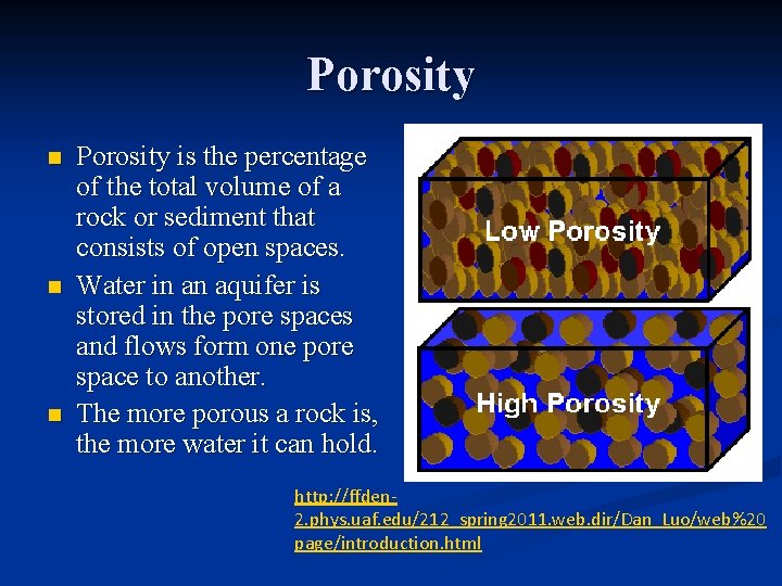 Porosity n n n Porosity is the percentage of the total volume of a