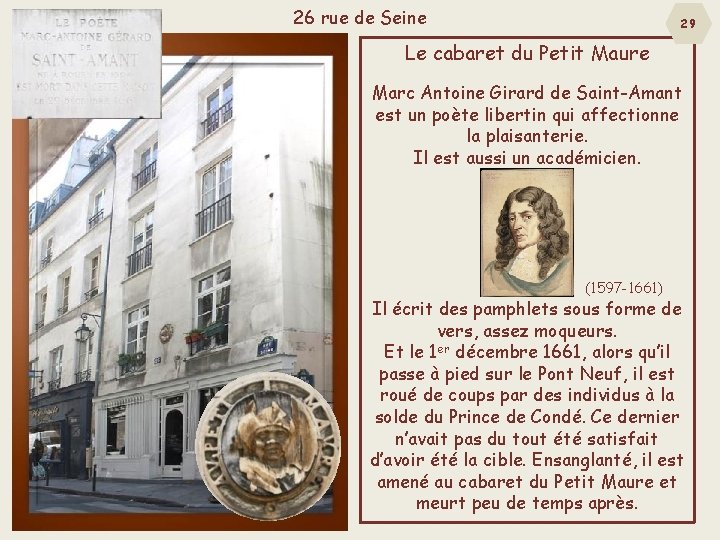 26 rue de Seine 29 Le cabaret du Petit Maure Marc Antoine Girard de