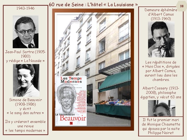 1943 -1946 Jean-Paul Sartre (19051980) y rédige « La Nausée » Simone de Beauvoir