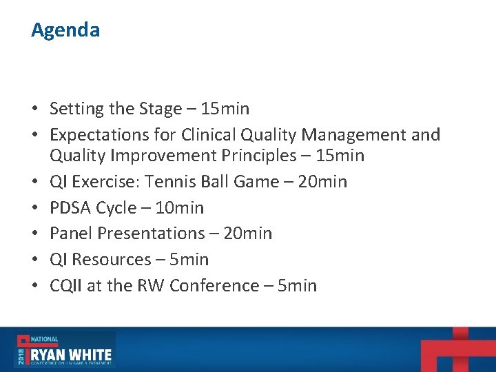 Agenda • Setting the Stage – 15 min • Expectations for Clinical Quality Management Agenda • Setting the Stage – 15 min • Expectations for Clinical Quality Management