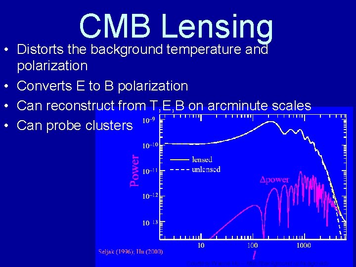 CMB Lensing • Distorts the background temperature and polarization • Converts E to B