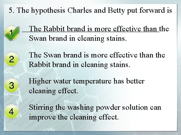 5. The hypothesis Charles and Betty put forward is The Rabbit brand is more