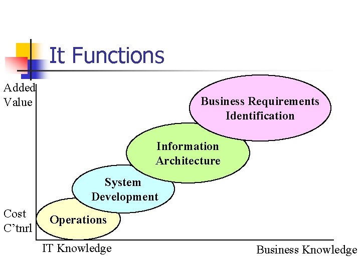 It Functions Added Value Business Requirements Identification Information Architecture System Development Cost C’tnrl Operations