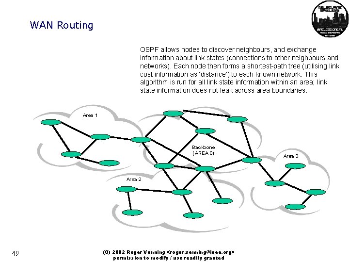WAN Routing OSPF allows nodes to discover neighbours, and exchange information about link states