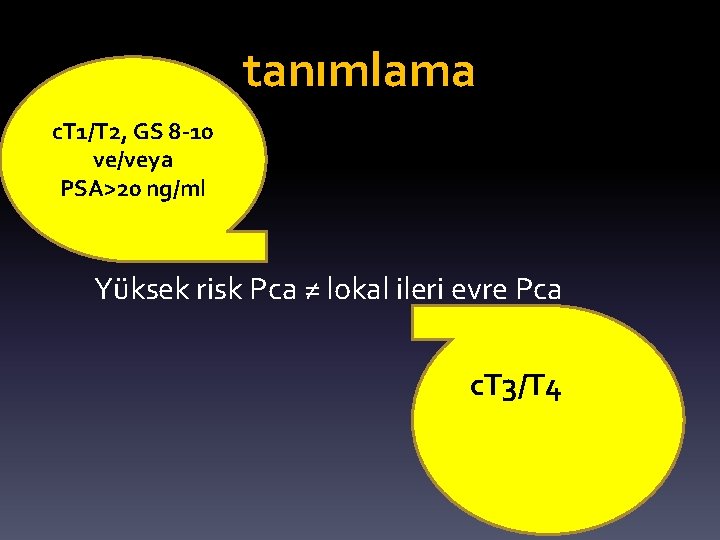 tanımlama c. T 1/T 2, GS 8 -10 ve/veya PSA>20 ng/ml Yüksek risk Pca