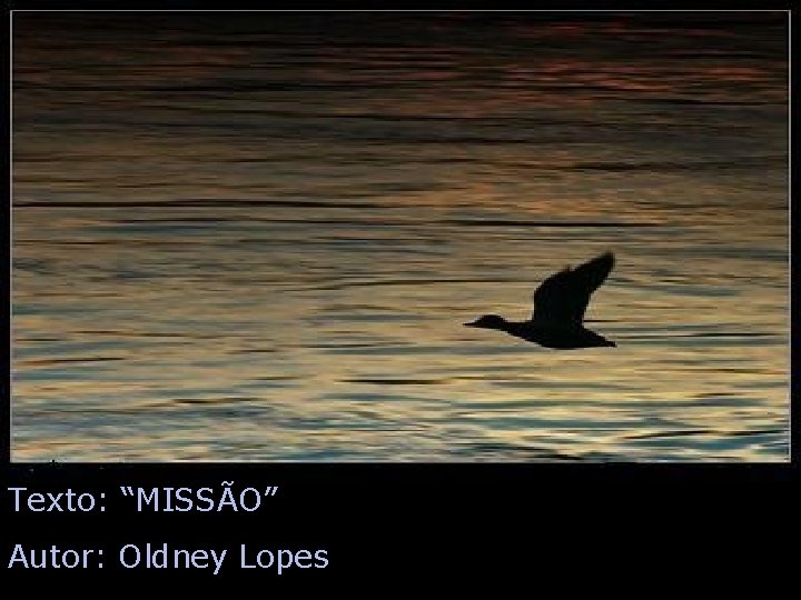 Texto: “MISSÃO” Autor: Oldney Lopes 