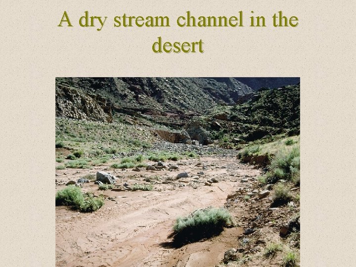 A dry stream channel in the desert 