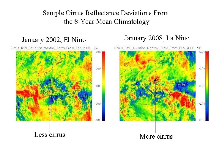 Sample Cirrus Reflectance Deviations From the 8 -Year Mean Climatology January 2002, El Nino