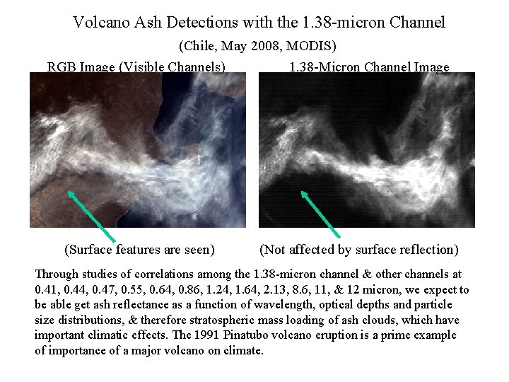 Volcano Ash Detections with the 1. 38 -micron Channel (Chile, May 2008, MODIS) RGB