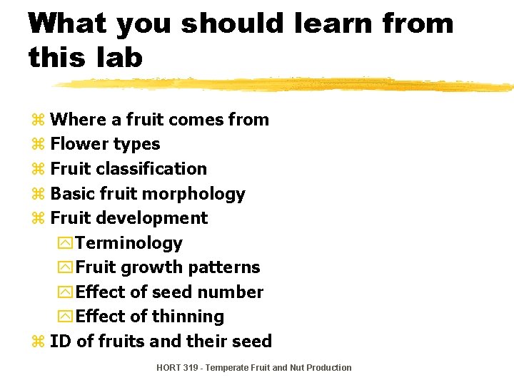 What you should learn from this lab z Where a fruit comes from z What you should learn from this lab z Where a fruit comes from z