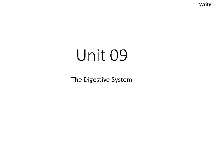 Write Unit 09 The Digestive System 