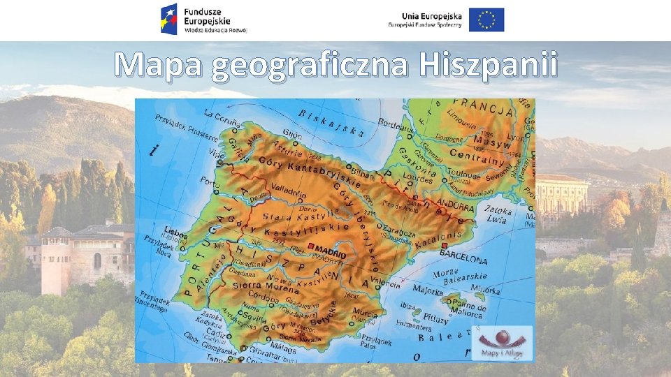 Mapa geograficzna Hiszpanii 