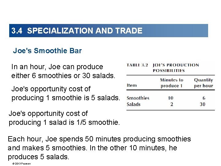 3. 4 SPECIALIZATION AND TRADE Joe's Smoothie Bar In an hour, Joe can produce