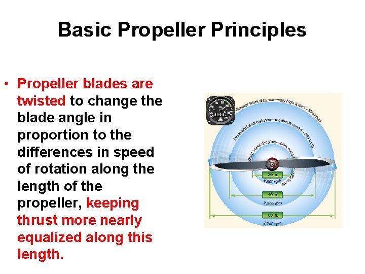 Basic Propeller Principles • Propeller blades are twisted to change the blade angle in