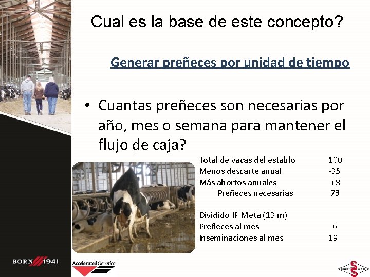 Cual es la base de este concepto? Generar preñeces por unidad de tiempo • Cual es la base de este concepto? Generar preñeces por unidad de tiempo •