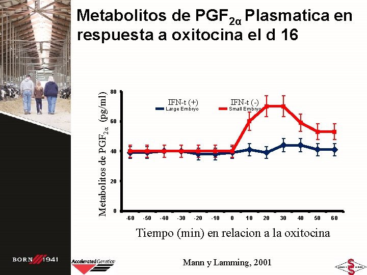 Metabolitos de PGF 2α (pg/ml) Metabolitos de PGF 2α Plasmatica en respuesta a oxitocina