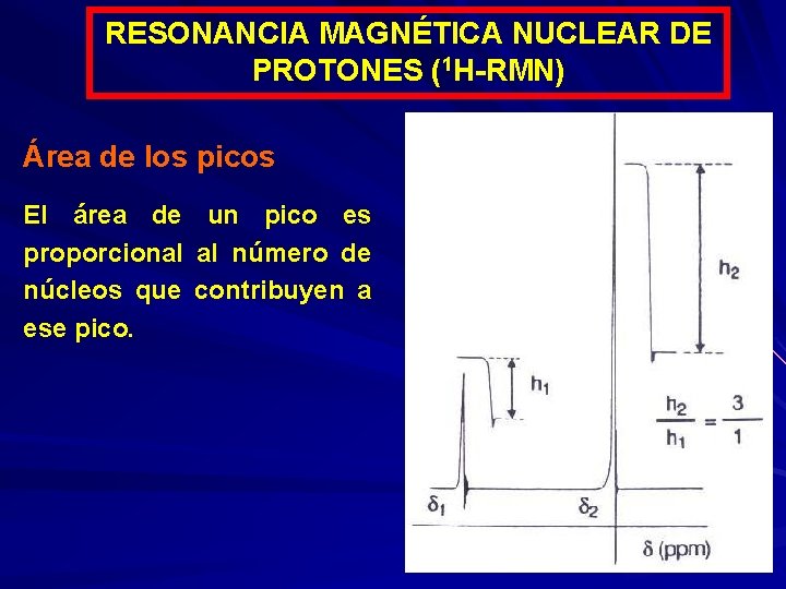 RESONANCIA MAGNÉTICA NUCLEAR DE PROTONES (1 H-RMN) Área de los picos El área de